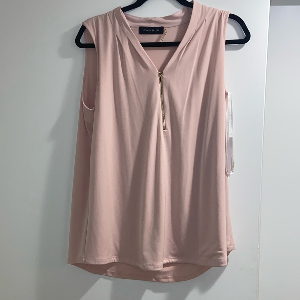 Ivanka Trump Pink Sleeveless Blouse w/ Gold Zipper Size L